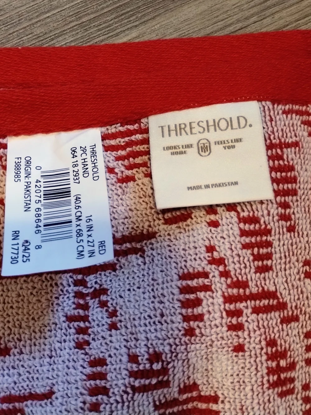 Threshold Red and White Floral Hand Towels